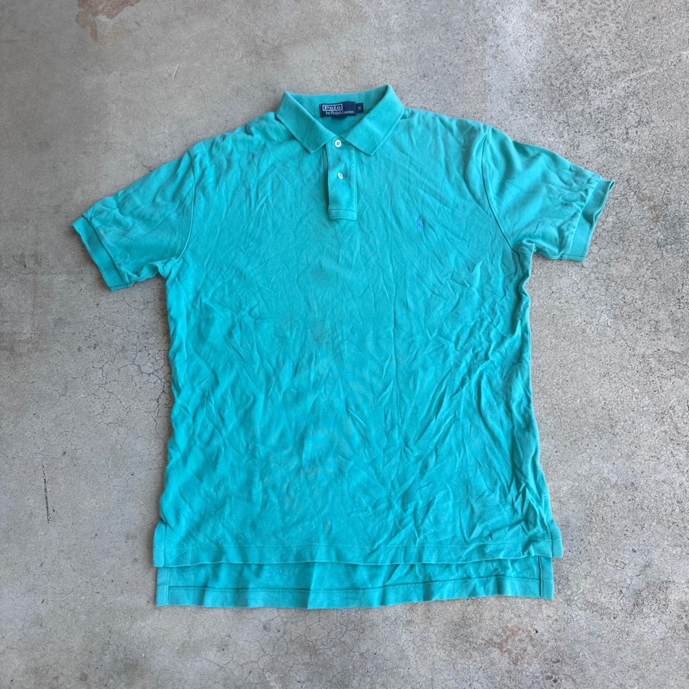 Polo Ralph Lauren Polo Shirt Mens M Teal Good Short Sleeve Cotton Mesh Pony